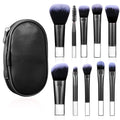 10 Pcs Travel Makeup Brushes Mini Makeup Brushes Travel Set with Case Portable Travel Size Makeup Brushes Cosmetic Brushes Kit for Foundation Eyeshadow Highlight Contour Blush & Concealer (black)